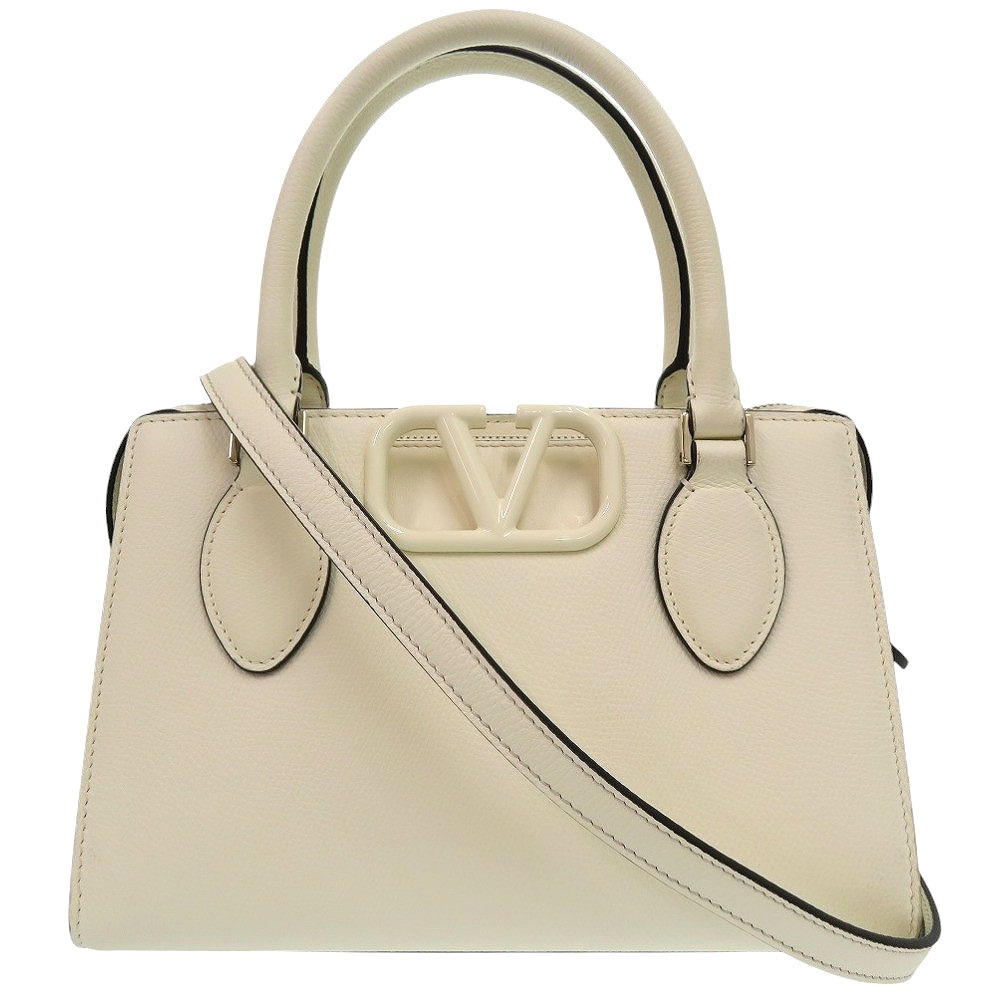 美品 ヴァレンティノ Vスリング 2WAY ハンドバッグ ハンドバッグ レザー/レザー アイボリー 0250【中古】 レディース
