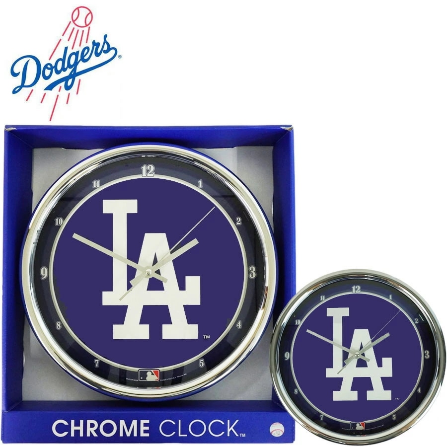 ロサンゼルス ドジャース公式グッズ壁掛け時計 クローム 時計WINCRAFT MLB CHROME WALL CLOCK PKG LA DODGERSMLB メジャーリ