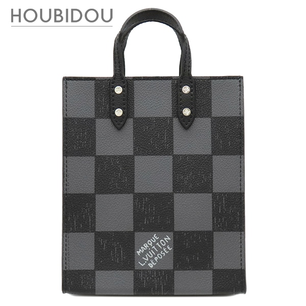 ルイヴィトン 2WAYバッグ サック プラ XS レザー ダミエチェッカーボードキャンバス ブラック シルバー金具 黒 グレー トップハンドル N60479 RFID【中古】