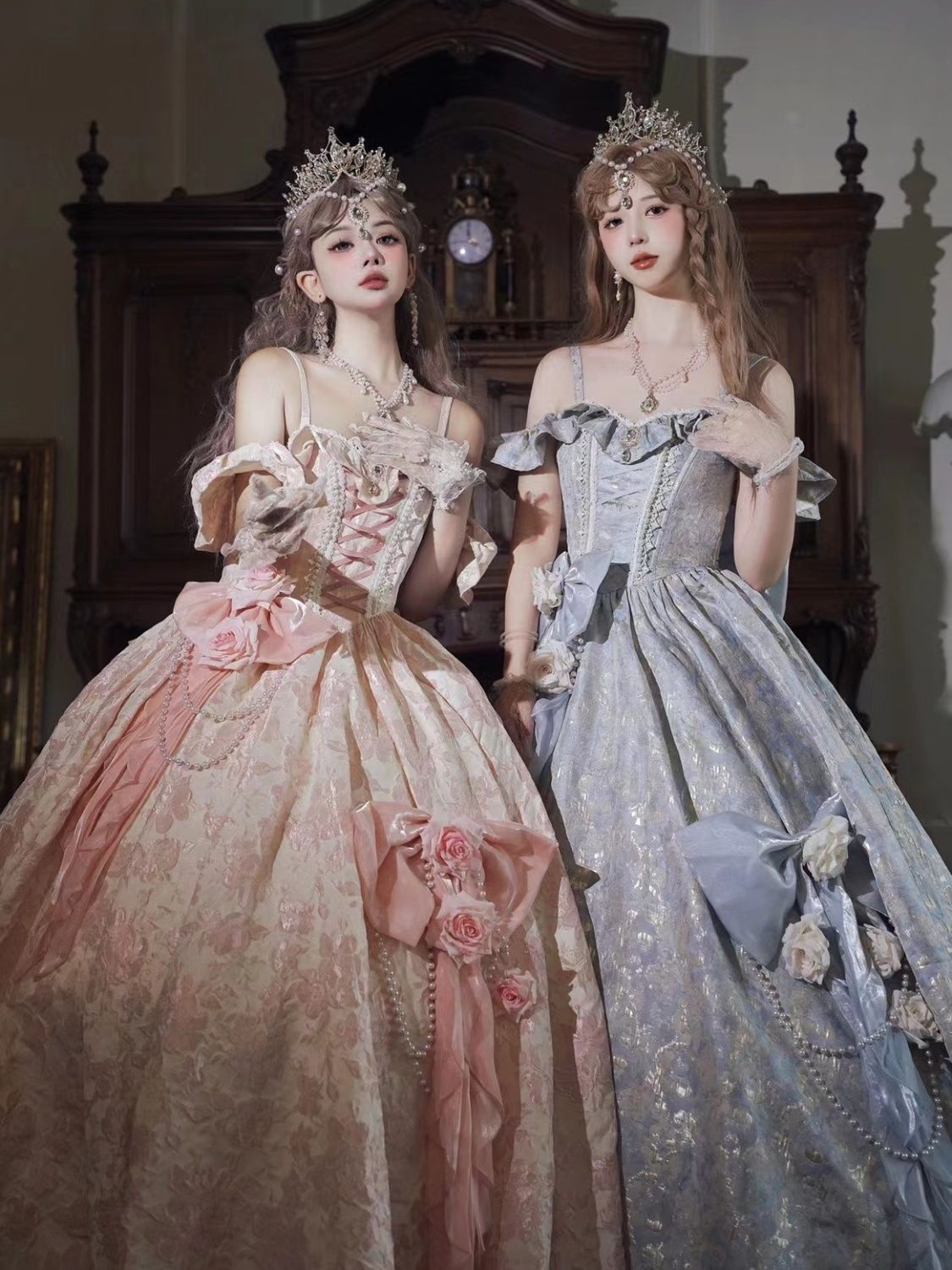 ホワイトティーロリータフラワーウェディングゴージャスウェディングドレス大人ドレス