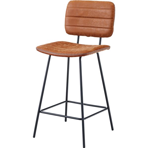 カウンターチェア/ハイチェア キャメル 幅43.5cm奥行50.5cm高さ95cm座面高65.5cm スチール ソフトレザー リビング