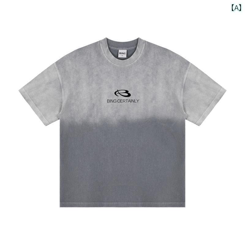 Tシャツ　レディース　かわいい BING アメリカン レトロ 半袖 Tシャツ 男女兼用 2025夏 万能 ウォッシュ 加工 カップル ウェア 4,613円