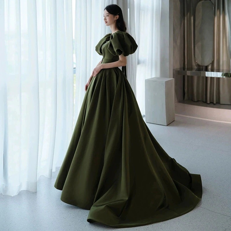 ロング ドレス グリーン 結婚式 花嫁 演奏会 ウエディングドレス ビスチェ 二次会 パーティードレス