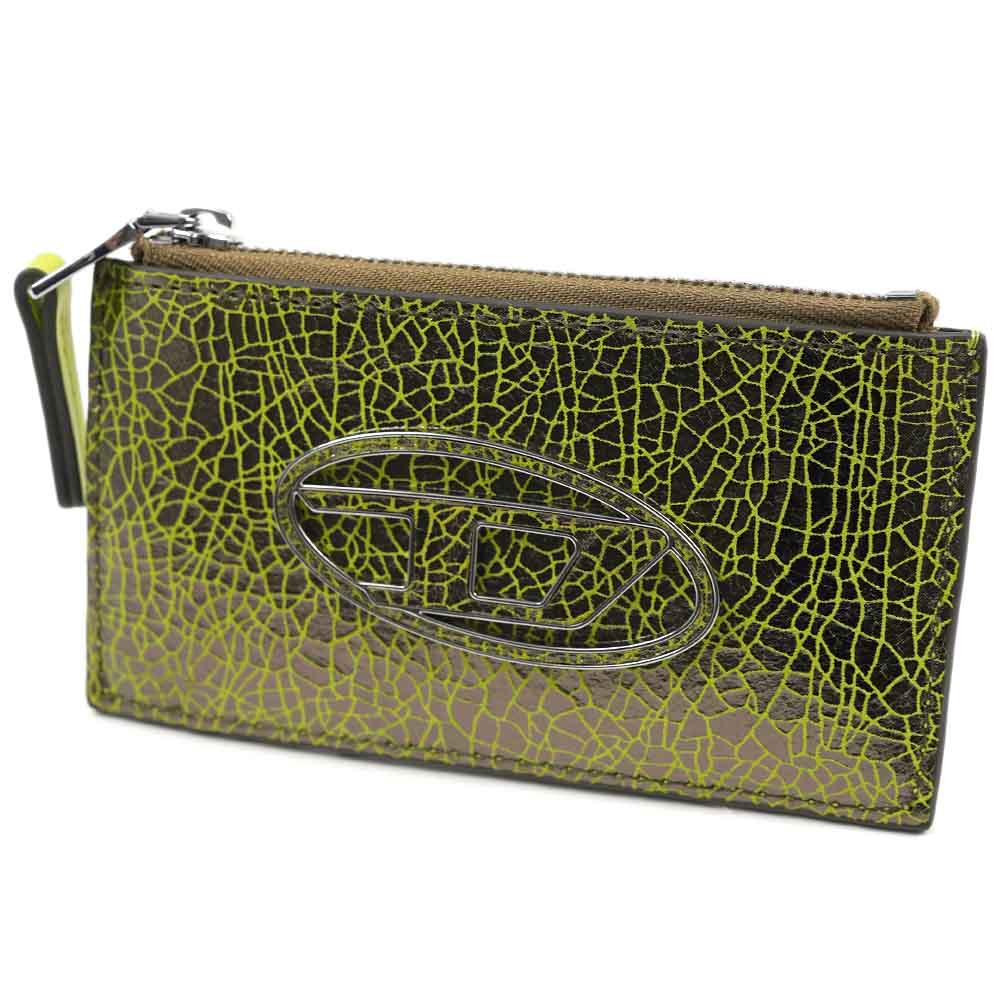 ディーゼル フラグメントケース コインケース カードケース ミニ財布 小銭入れ レディース メンズ ユニセックス グリーン×ガンメタ DIESEL X09311-P1819-H9478