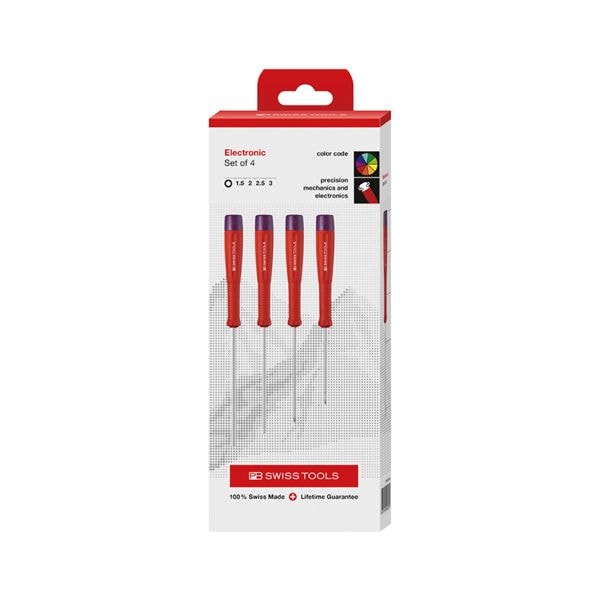 PB SWISS TOOLS ピービースイスツールズ 4本組 スイスグリップ 精密六角ドライバーセット ペーパーボックス入 8625.CBB