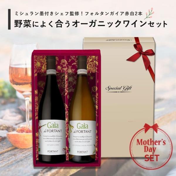 母の日の食卓に！ミシュラン墨付きシェフ監修 野菜によく合うオーガニックワイン フォルタンガイア赤白セット 送料無料 hahawine22