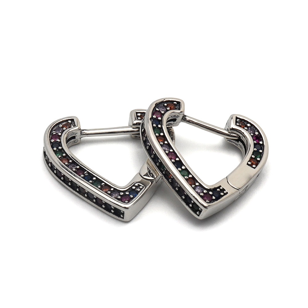 S925 ハートピアス CZ カラフル [ce290]