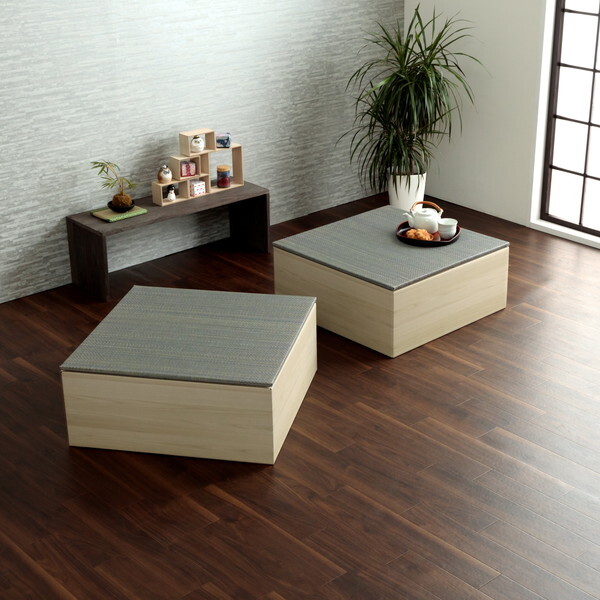 1040150130430 畳 ユニット 置き畳 小上がり 和室 和モダン 段ボール 畳ベッド 畳ベンチ 2組セット エコ 軽量 簡単 70×70×29.5cm グレー メーカー直送