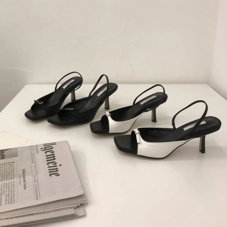 シューズ 靴 くつ クツ サンダル レディースシューズ レディースサンダル ヒールサンダル ヒール 7cmヒール ピンヒール スクエアトゥ 痛くない 歩きやすい 履きやすい 軽量 軽い PU かわいい 9,976円