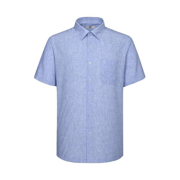 リネン混紡半袖シャツ レギュラーフィット ブルー_DLS2SHCS101B1
