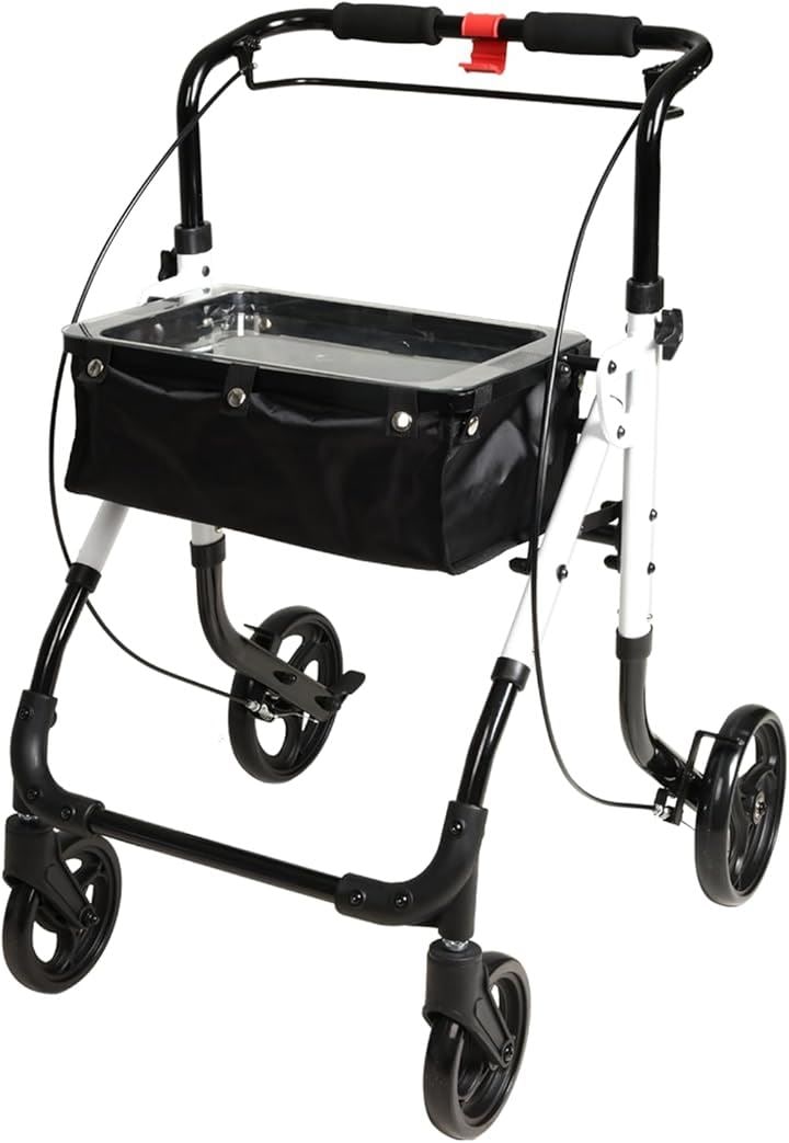 シルバーカー 歩行器 買い物カート 手押し車 折り畳み コンパクト 老人 高齢者用 歩行補助 お散歩 トレイ付き( ブラック)