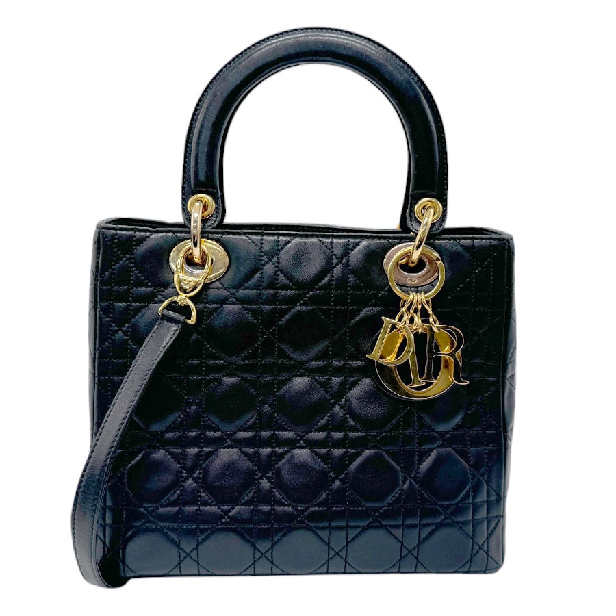 クリスチャンディオール Christian Dior ショルダーバッグ ハンドバッグ レディディオール ラムスキン ブラック ゴールド レディース z2934