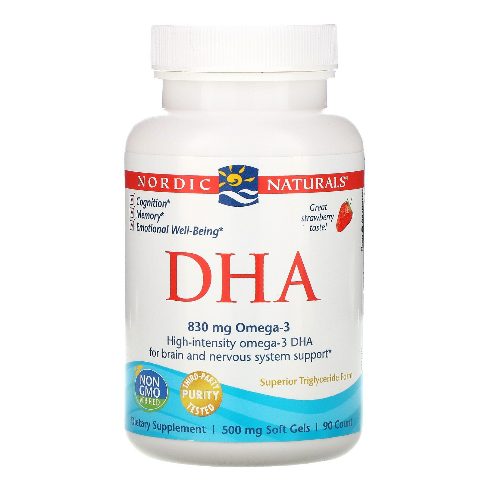 NORDIC NATURALS社　DHA - ピュリファイド フィッシュオイル ストロベリー 90ソフトジェルカプセル