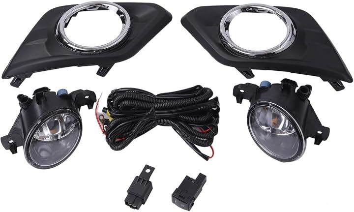 互換品エクストレイル フロント フォグランプ キット ライト カバー フルセット 左右セット ベゼル スイッチ T32 NT32 系 X-TRAIL 前期 外装 補修 純正タイプ パーツ
