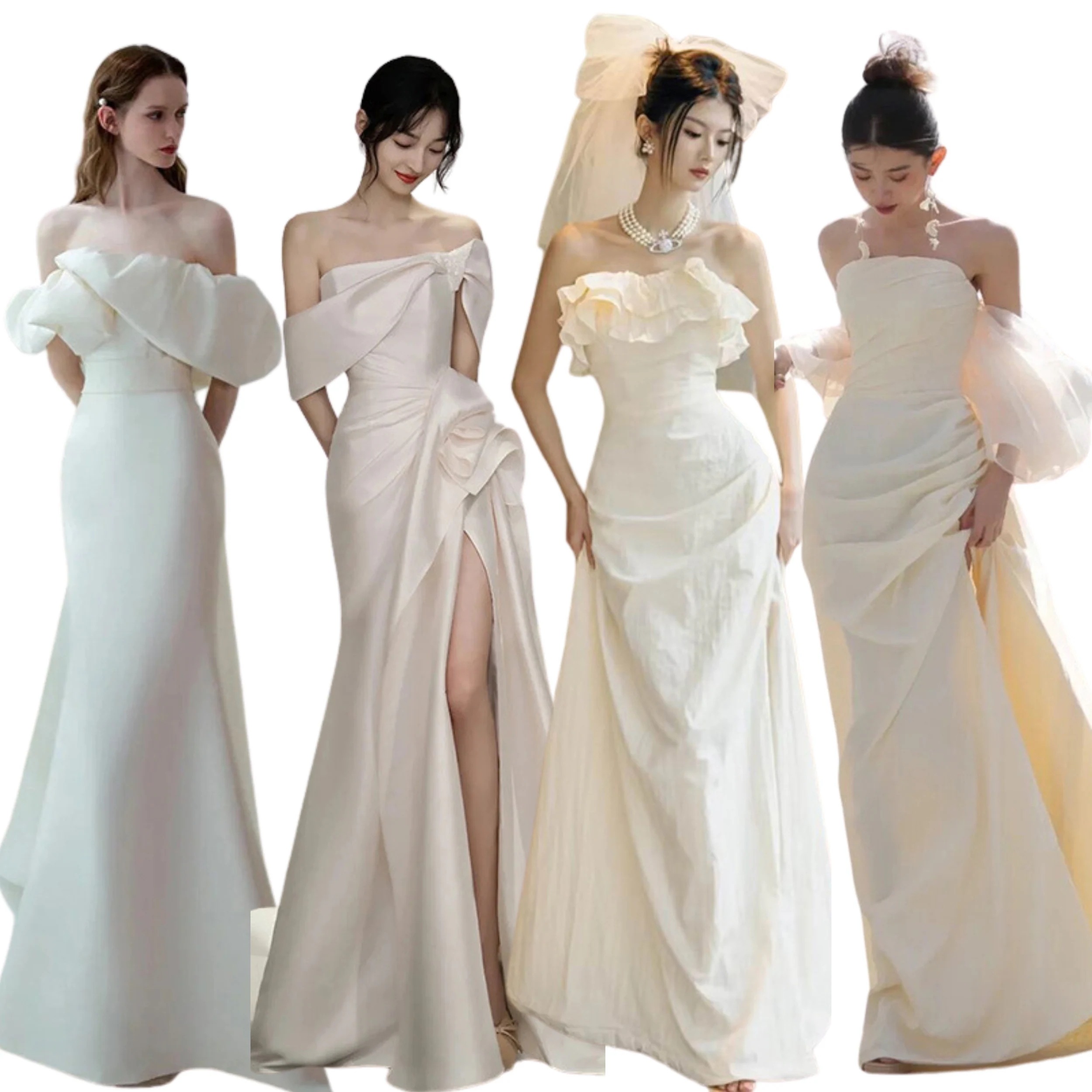 12月新品追加 ウェディングドレス白 パーティードレス 前撮り 結婚式二次会 サイズオーダーメイド可能 長袖ドレス ワンピース Aライン マーメイド 花嫁ロングドレスお呼ばれ 韓国ドレス