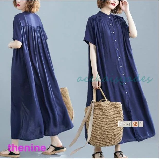 大きいサイズ レディース ワンピース 新色追加 風通る さらり コットン100％ スタンド襟 ワンピース オリジナル ワンピ デザインワンピ LL 3L 4L 5L MA