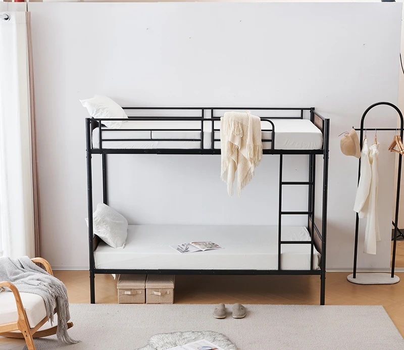 【国内即日発送】ブラック二段ベッド シングルベッド パイプベッド シングル 木 収納 北欧風 子供部屋 スチール 耐震 ベッド SDG