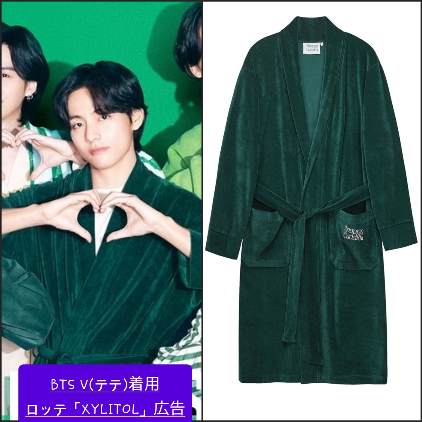 BTS V(テテ)着用 【Snappy Cuddle】 Greedy Green Robe ローブ