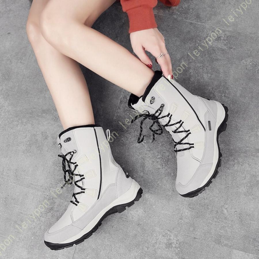 レディース スノーブーツ 冬 スノーシューズ 防寒靴 裏起毛 ハイカット 防寒シューズ 滑り止め スノートレーニングシューズ ウィンターブーツ あたたかい