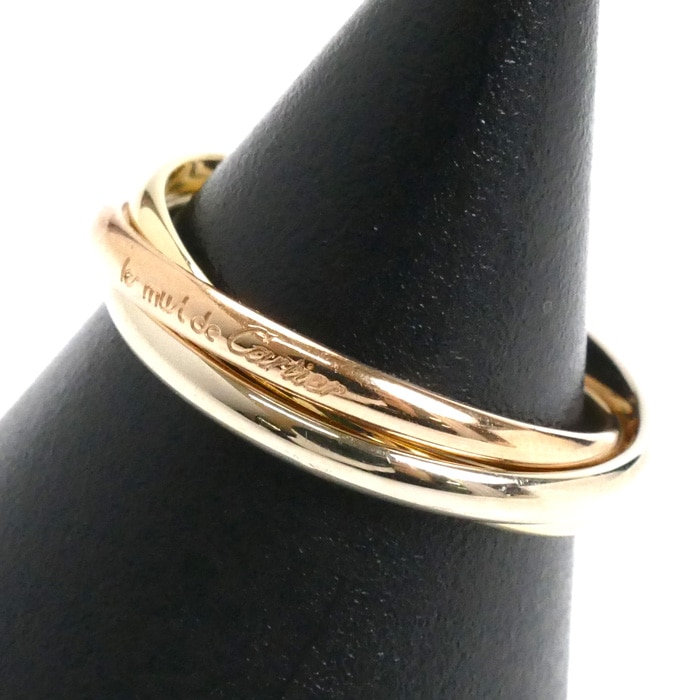 CARTIER カルティエ K18PG ピンクゴールド K18YG イエローゴールド K18WG トリニティ XS リング・指輪 15号 55 3.8g レディース 中古