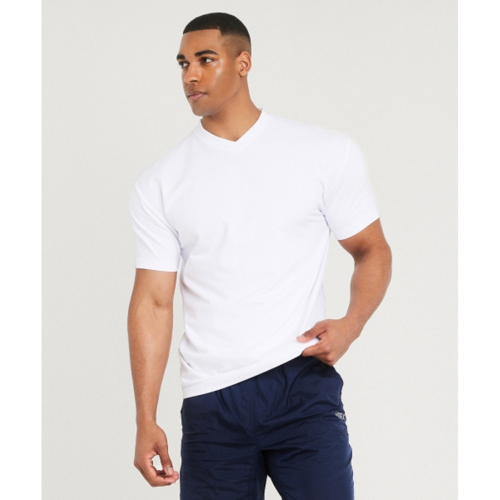 HDEX コンフォートフィット Vネックショートスリーブ (ホワイト)