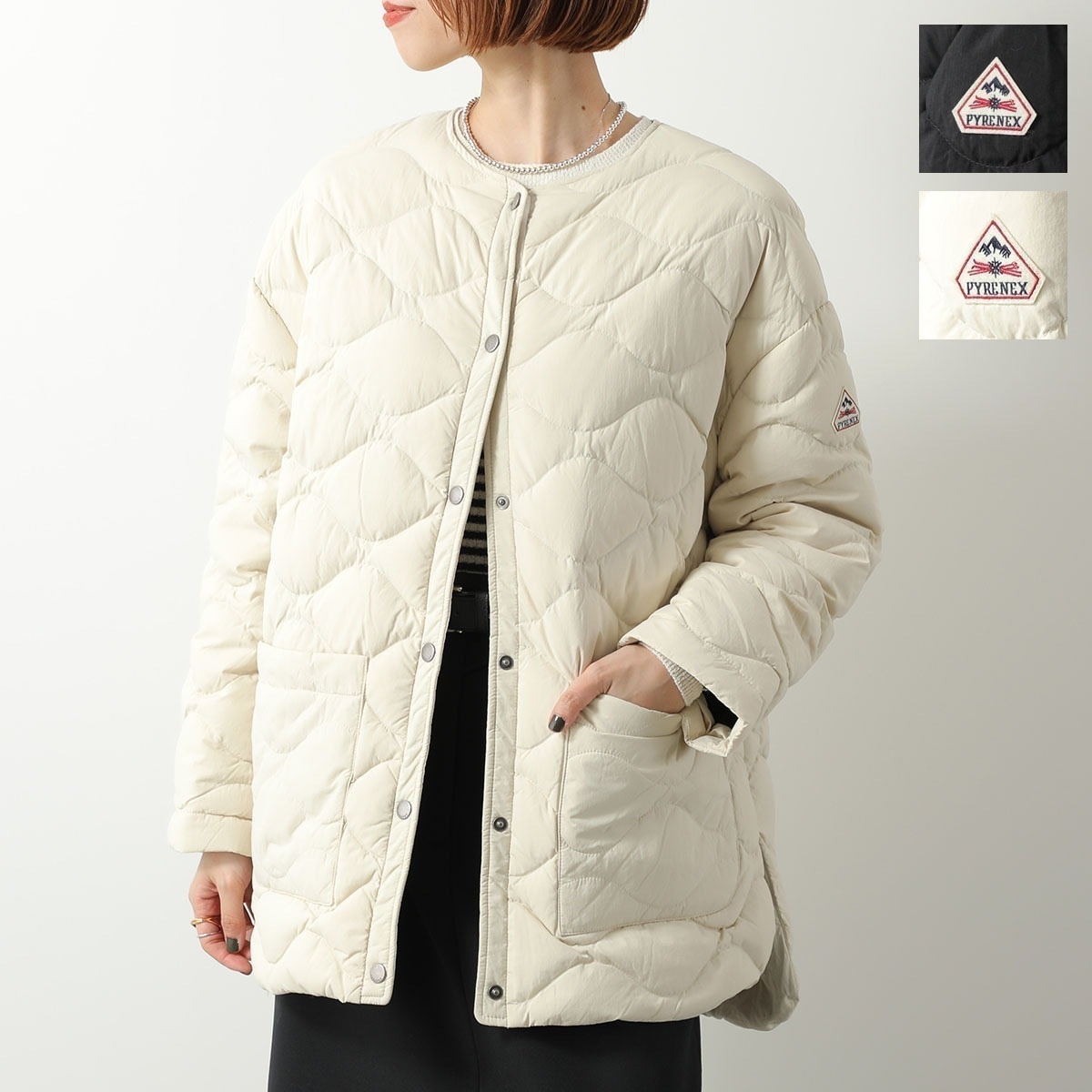 PYRENEX ピレネックス ダウンジャケット SIENNA シエナ HWY039 レディース ノーカラー ワイドシルエット ロゴ カラー2色