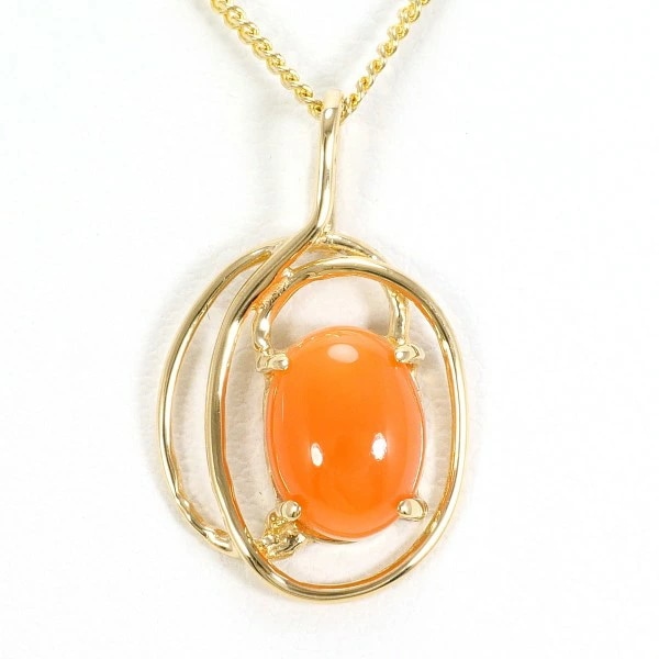 14K YG ネックレス サンゴ 総重量約2.5g 約41cm ジュエリー 中古