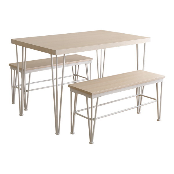 ホームテイスト FRBB-3 さわやかなダイニング3点セット テーブル+ベンチ2脚 ホワイトオーク メーカー直送