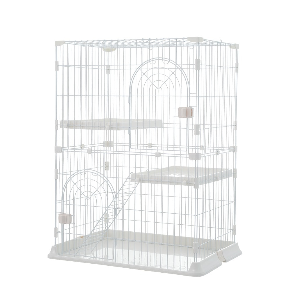 【国内発送,送.料無料】おしゃれ 猫 ケージ キャットケージ 2段 猫ゲージ おしゃれ キャットハウス ネコ ハウス 多段 留守番 保護 脱走防止 多頭飼いペットケージ【ホワイト】