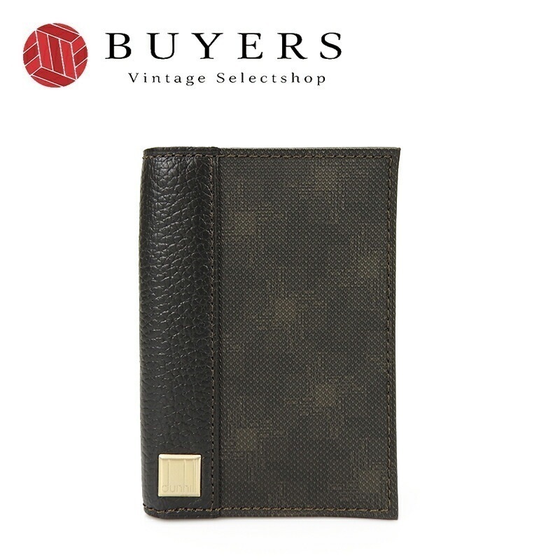 中古 ダンヒル 名刺入れ カードケース DUNHILL L2H747B D-EIGHTメンズ 男性 MENS ディーエイト 小物 PVC ダークブラウン こげ茶 レザー business card
