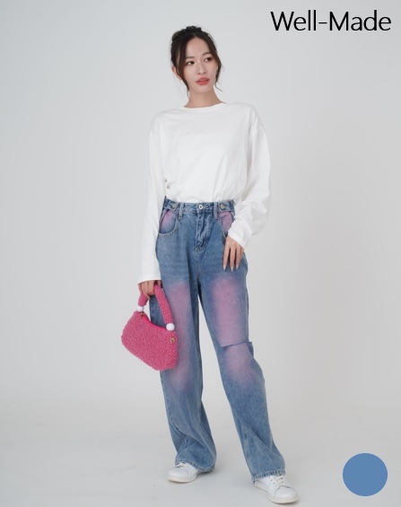 ポインター ピンク デザイン ビンテージ デニム,カジュアルなストレートパンツ,調節可能なバギースタイルのパンツ,レトロなスタイルデニム