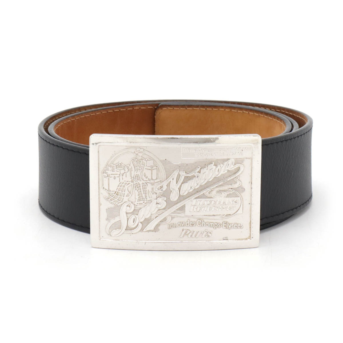 サンチュール ジーンズ ベルト レザー ブラック 黒 メンズ シルバー金具 #90 M6812