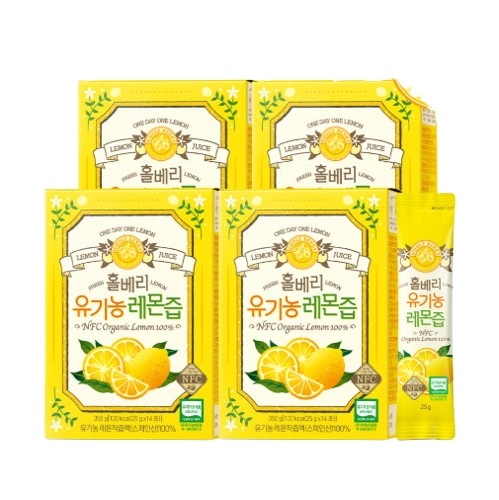 有機JAS認証 オーガニックレモン汁 25g × 14包 (4箱セット)