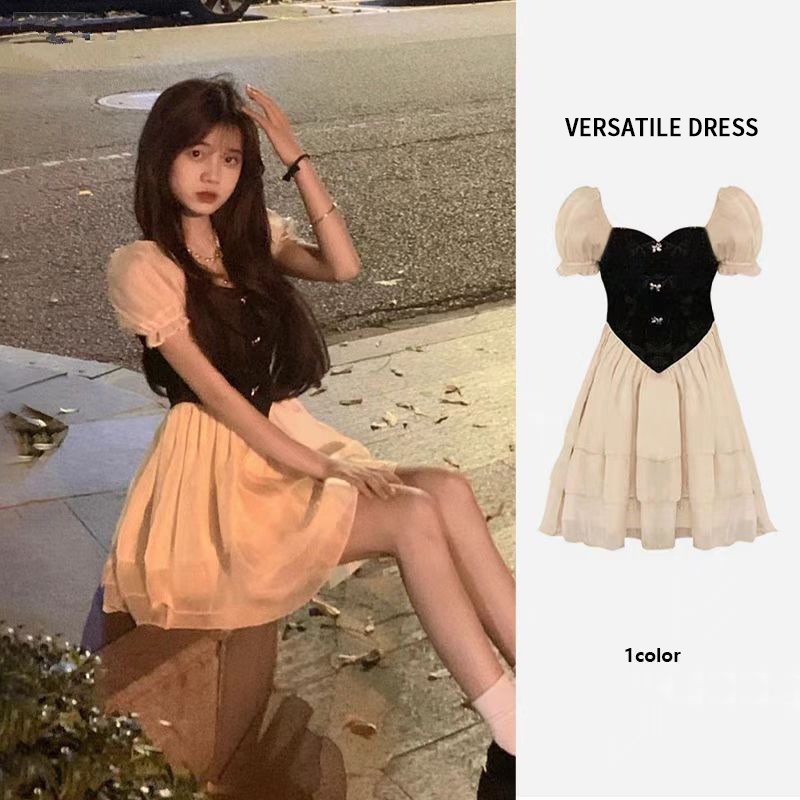【1つ買うと10つ無料】夏の高度なセンスバブルスリーブスリーブ制限制限ケーキプリンセスポピュラードレス
