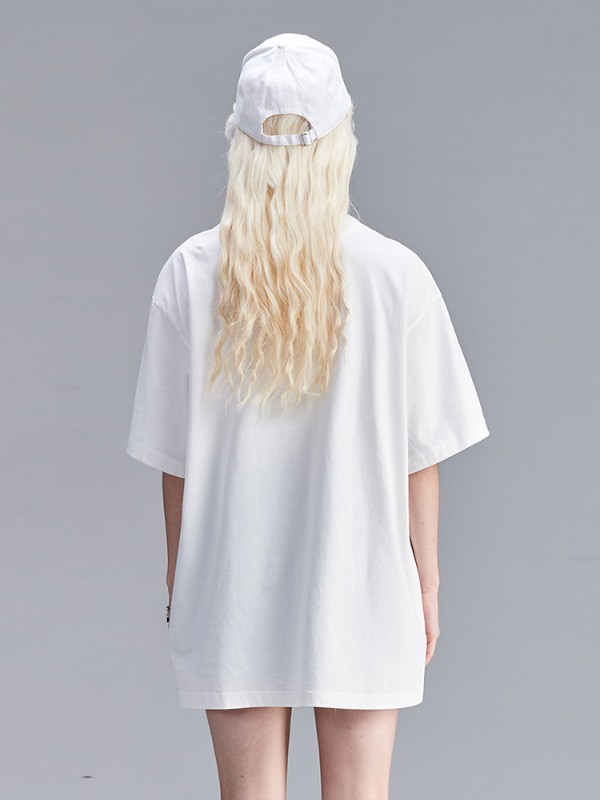 ホワイト 半袖 Tシャツ レディース 純綿 夏人佳倫 同系 カップル ロゴ 刺繍 マルチカラー 半袖 tシャツ ゆったり