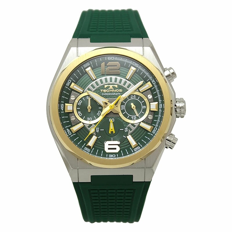 腕時計 T8B84GM クロノグラフ 10気圧防水 メンズ グリーン