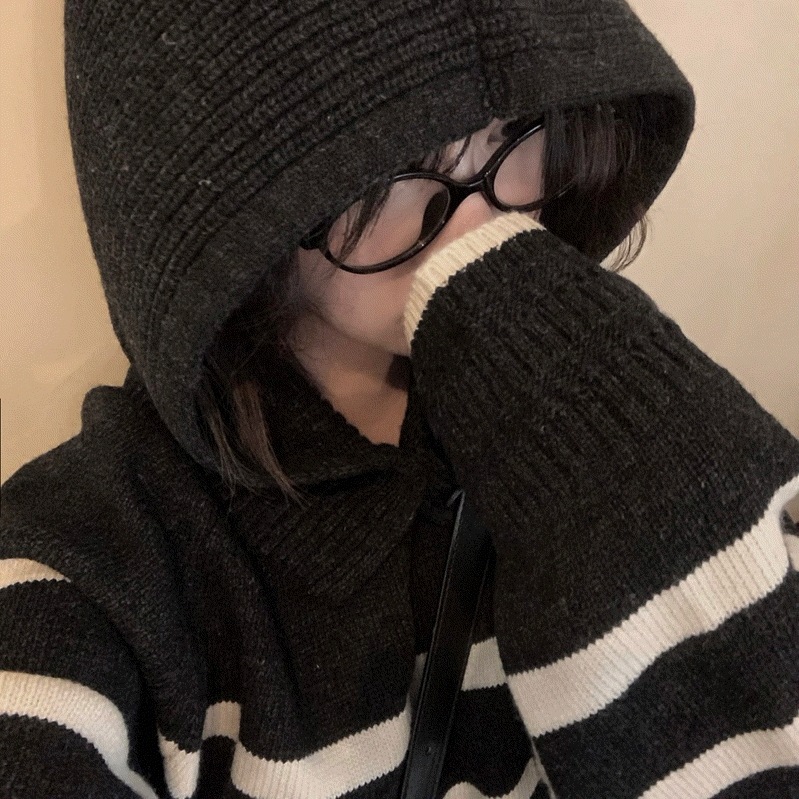 [セット価格] ガラガラ バラクラバ + ストライプ ニット セット - set