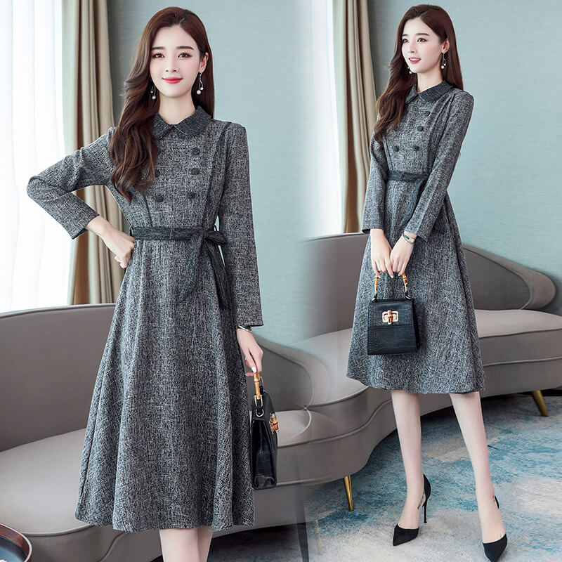 ワンピース 秋冬 レディース Aライン ロングワンピース マキシ丈 ロング フレア ミディアム丈 ミモレ丈 エレガント カジュアル ワンピ 長袖 大きいサイズ フォーマル 結婚式 パーテ