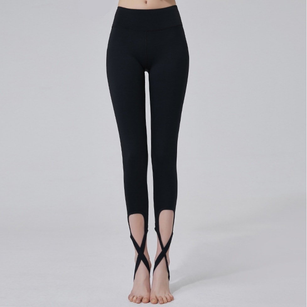 ヨガウェア レギンス 脚長効果 トレンカ フロントクロスデザイン 黒 ブラック 緑 グリーン オレンジ 韓国 レディース オルチャン ピラティス ジム ダンスウェア ストレッチ