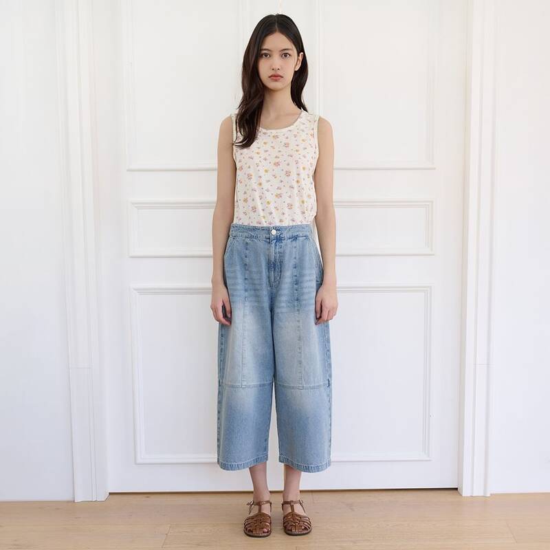 [レディース]スリットディテール キュロットデニムパンツ(T264MJE245W)