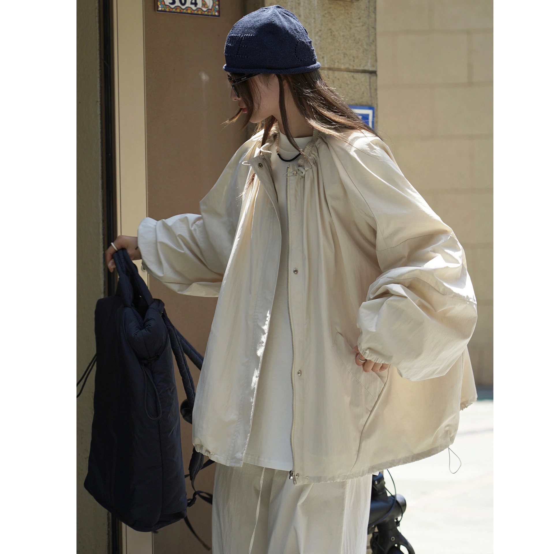 早秋新作韓国風アウトドアスポーツジッパージャケットゆったりシルエットカジュアルアウターレディース