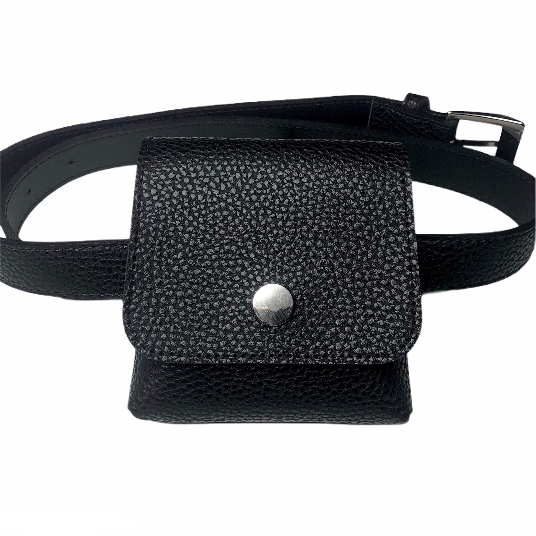 レザーベルト型ゴルフポーチウェストポーチ（ブラック）