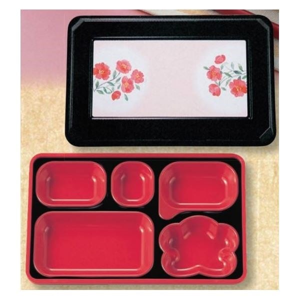 （業務用弁当箱10セット）FW-600 ダイナミック副食 本体黒（内赤40）/蓋黒しゃくやく