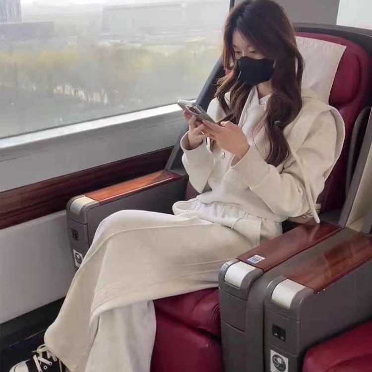 ハイエンドのカスタマイズ-秋のスポーツウェアスーツフェミニンな大きいサイズのゆったりとしたフェイクツーピースのフード付きスウェットシャツおしゃれなワイドレッグパンツの2点セット