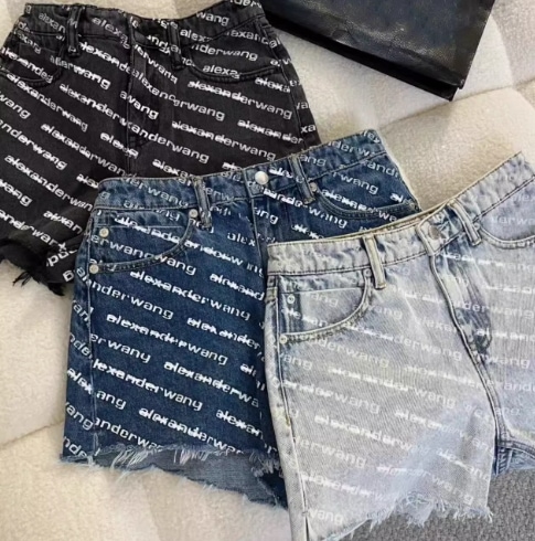 ジーンズ ショーツ Aライン 夏ひげホット パンツストレート 脚痩身 フルレタープリント 多用途