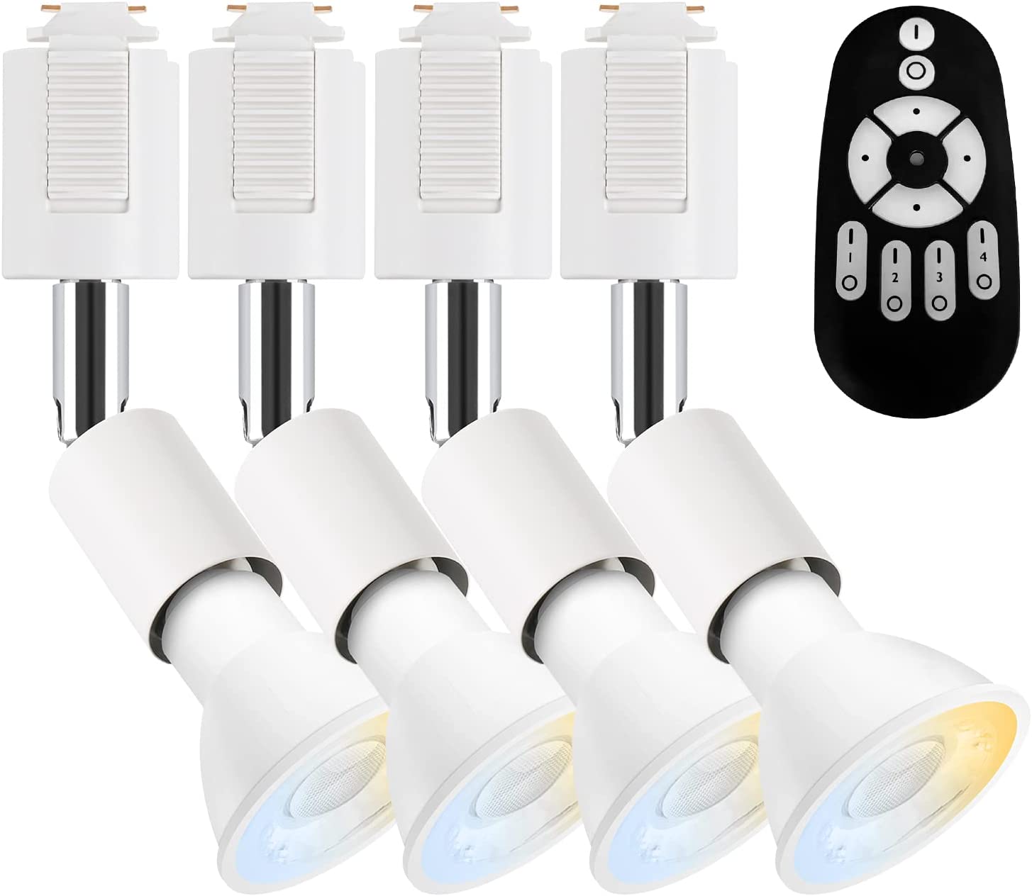 ダクトレール用 スポットライト 4個セット ライティングレール 照明 E11口金 LED電球付 6W 30W形相当 調光 調色 角度調節可 リモコン付 照明器具 天井照明 間接照明 レールライト カフ
