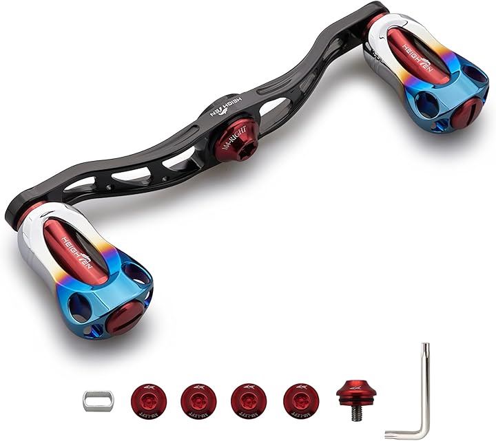 リール ハンドル 22mm ノブ搭載 シマノ SHIMANO ダイワ DAIWA アブ Abu 通用 ベイトリール Aurora Series(105mm - ブラック＆ワインレッド)