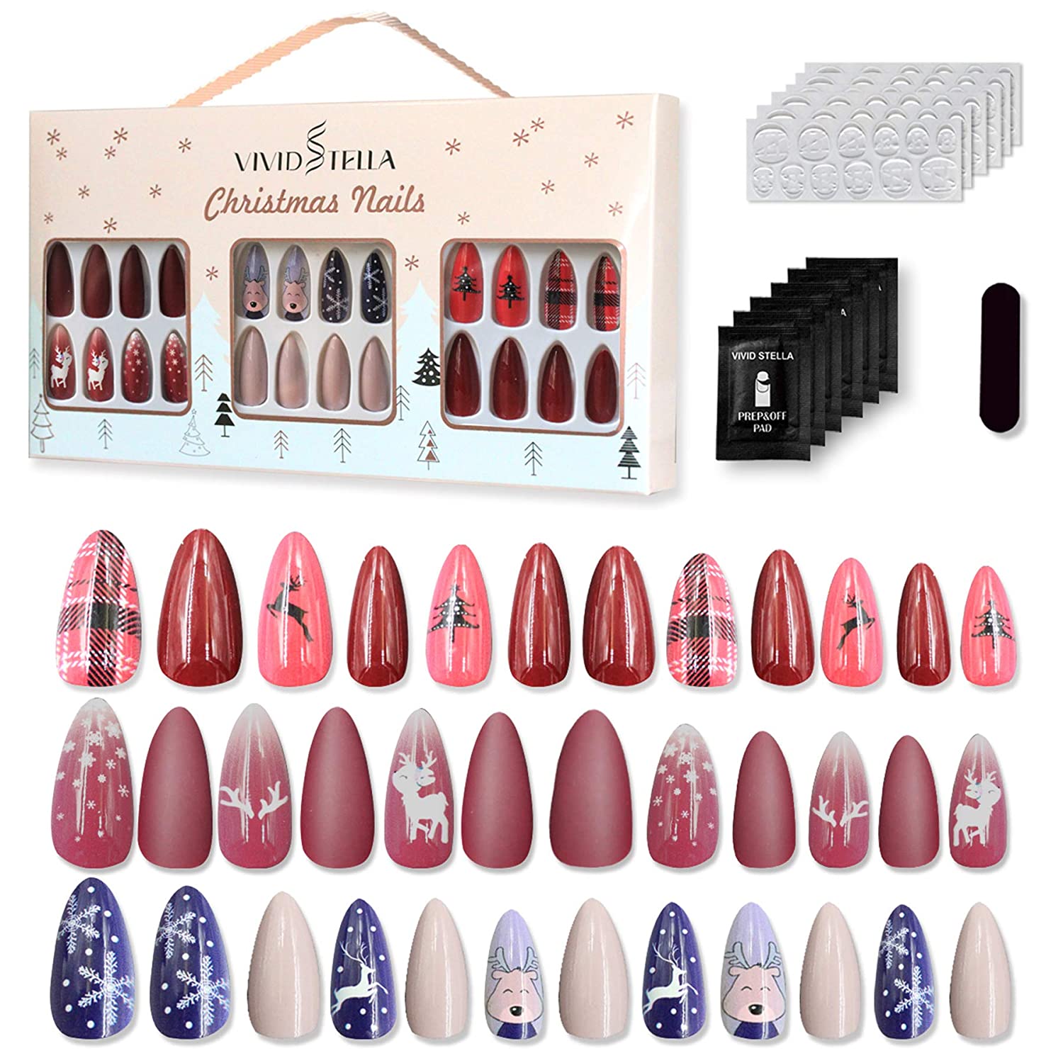 [アメリカ無料直送] [プレミアム商品][満足度上位]72個 クリスマス 付け爪 人工雪だるま ネイ