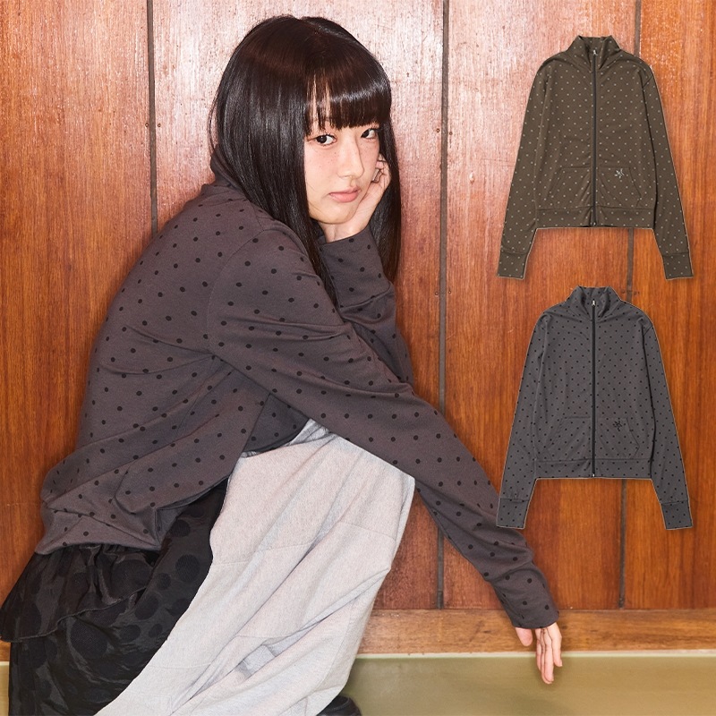 DOT SYMBOL ZIP UP - KHAKI, CHARCOAL