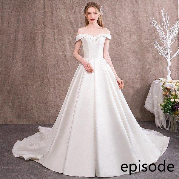 ウェディングドレス ウェディングドレス白 パーティードレス トレーン 花嫁ロングドレス 結婚式 露背 二次会 オフショルダー エレガント お呼ばれ 挙式hs4990